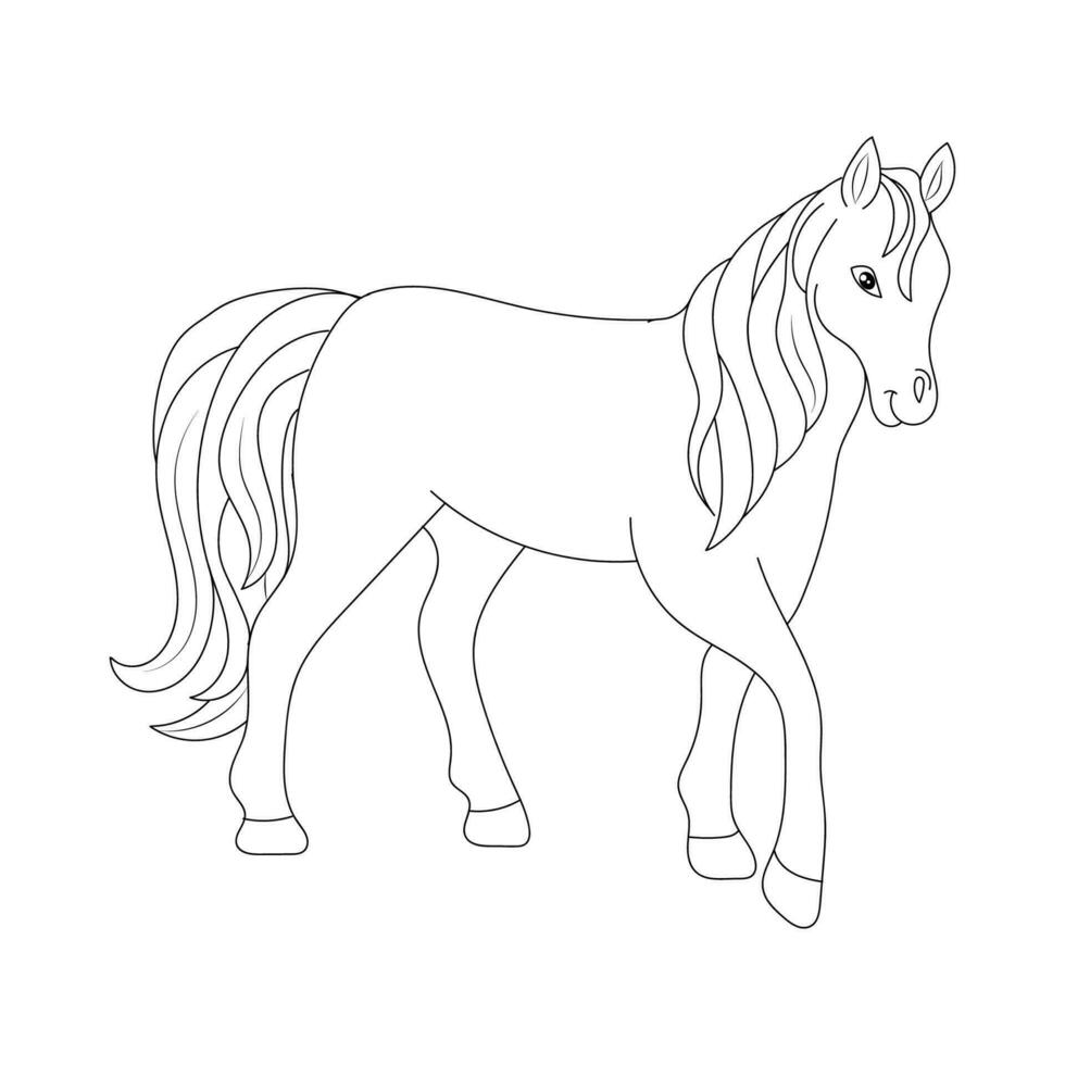 negro y blanco línea Arte unicornio niños ilustración vector