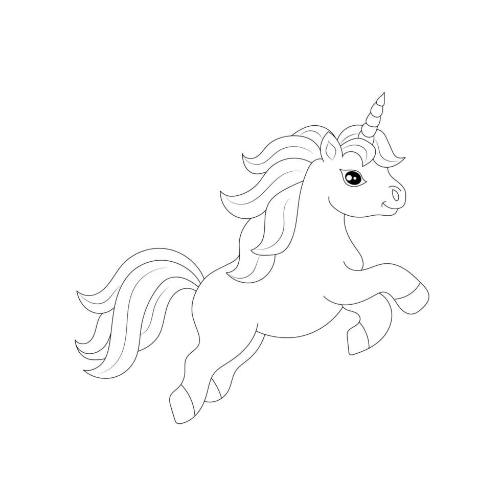 negro y blanco línea Arte unicornio niños ilustración vector