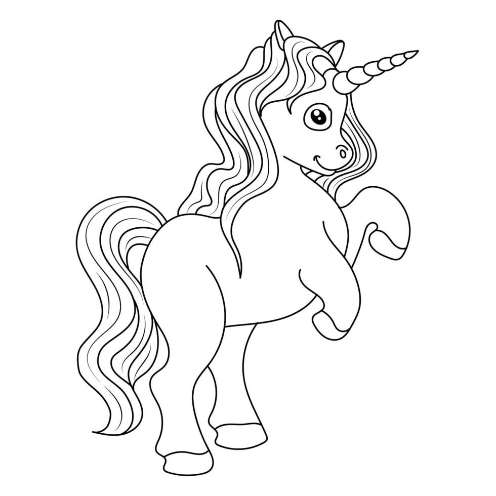 negro y blanco línea Arte unicornio niños ilustración vector