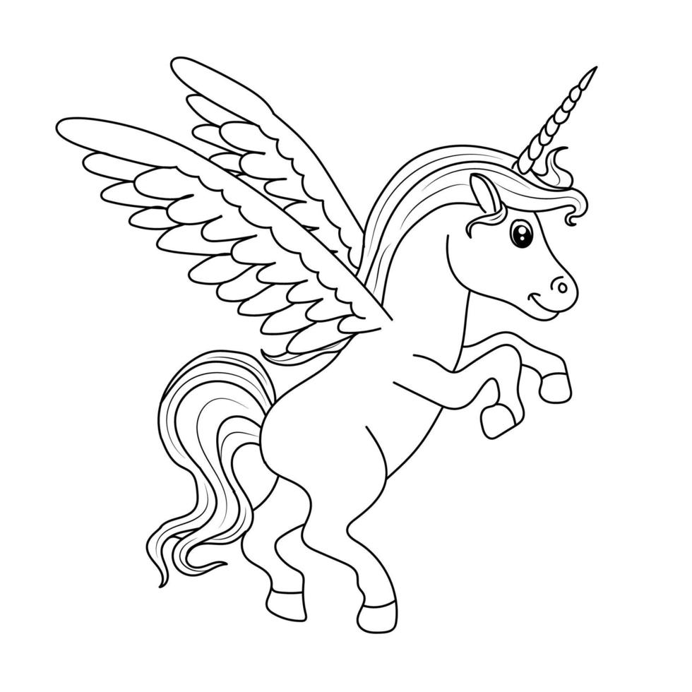 negro y blanco línea Arte unicornio niños ilustración vector