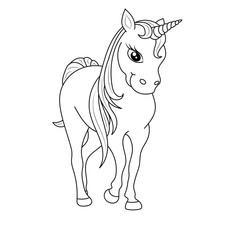 Black and white Line art unicorn kids illustration 22966067 Vector Art