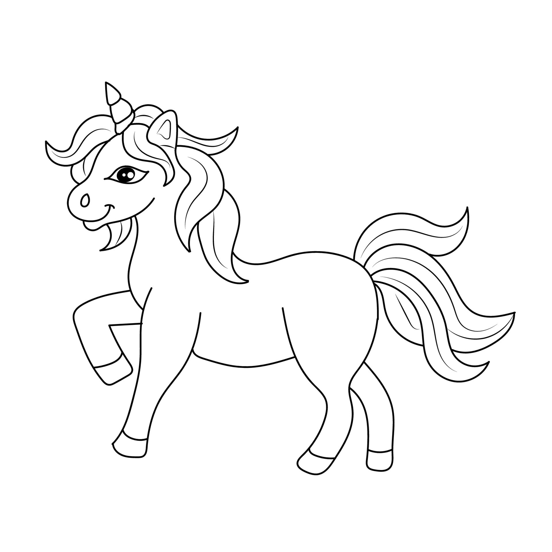 Black and white Line art unicorn kids illustration 22966080 Vector Art