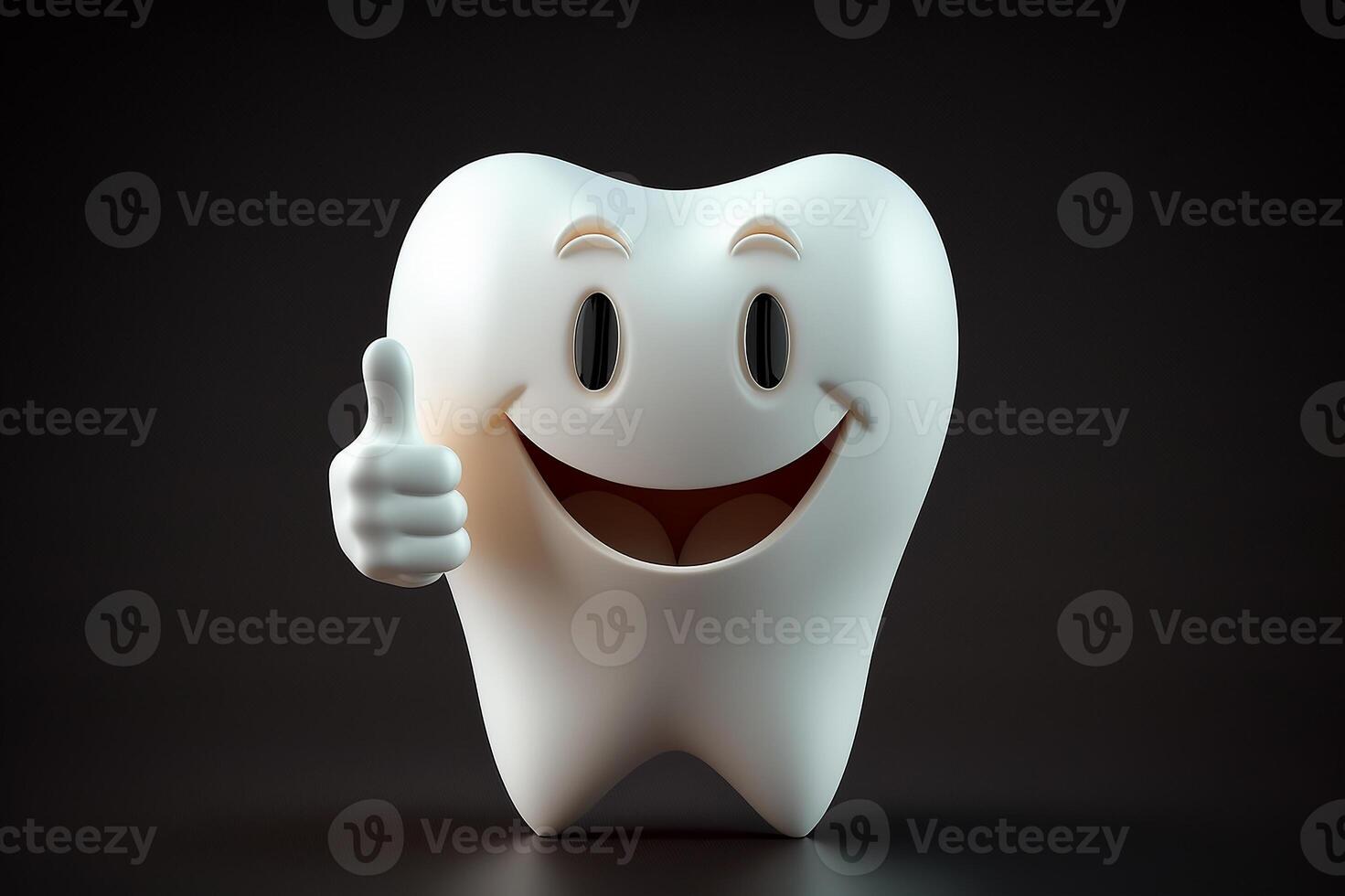 A happy and satisfied, tooth shows his approval with a thumbs up. photo