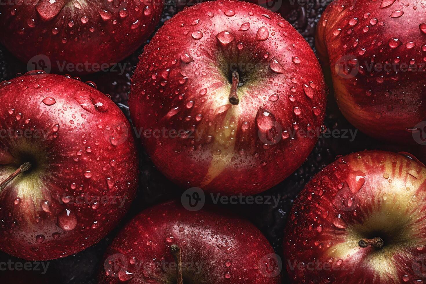 Red apple covered with water drops. studio light. Apple background. photo