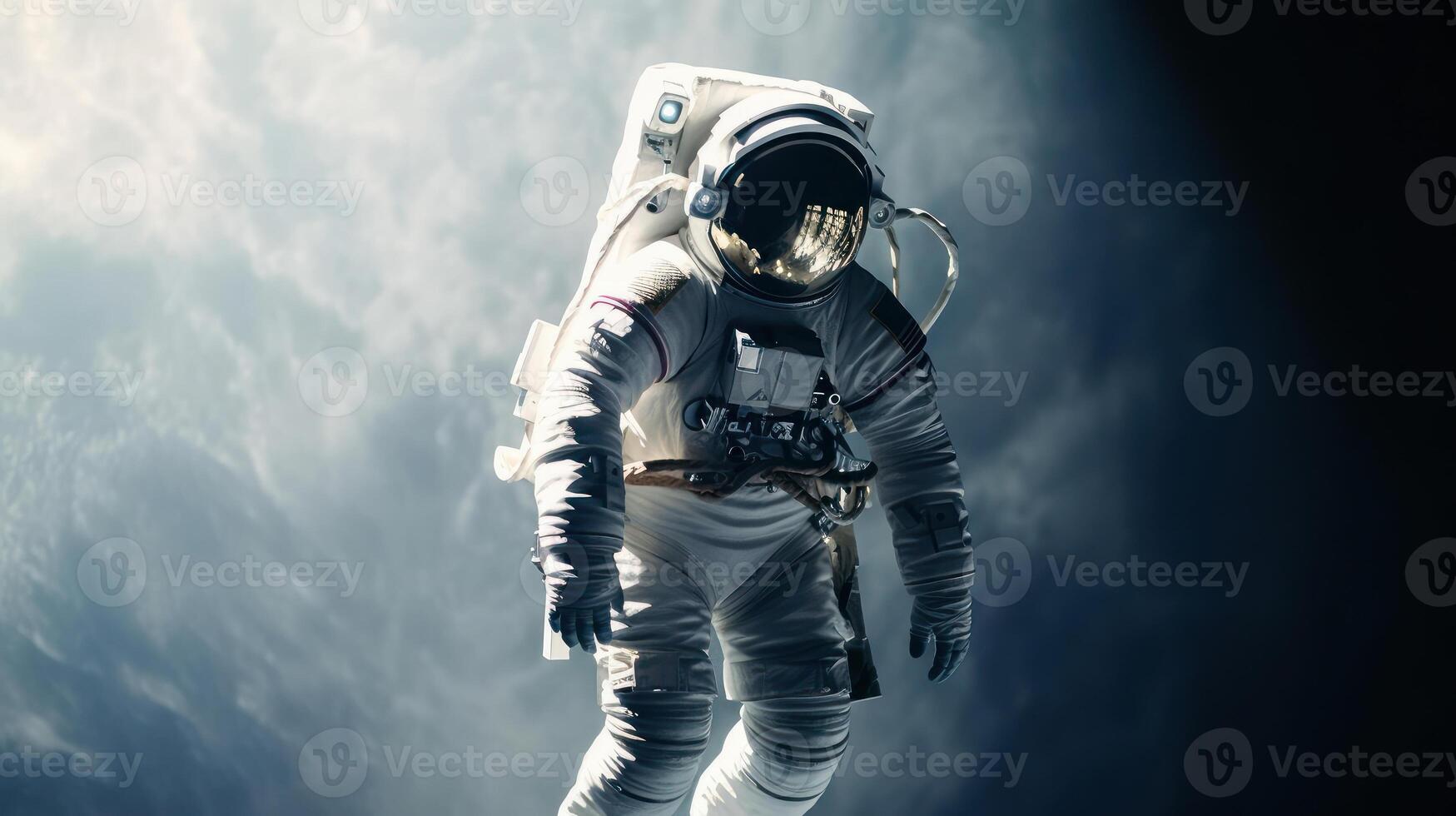 Space suits isolated on space background. . photo