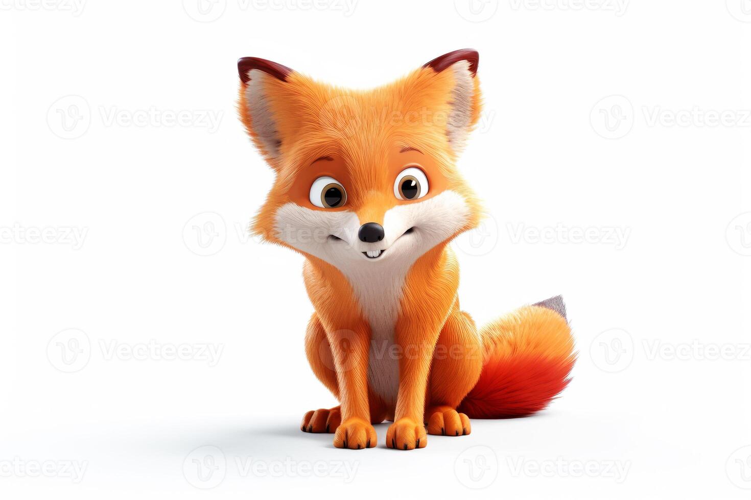 Red fox isolated on white background. . photo