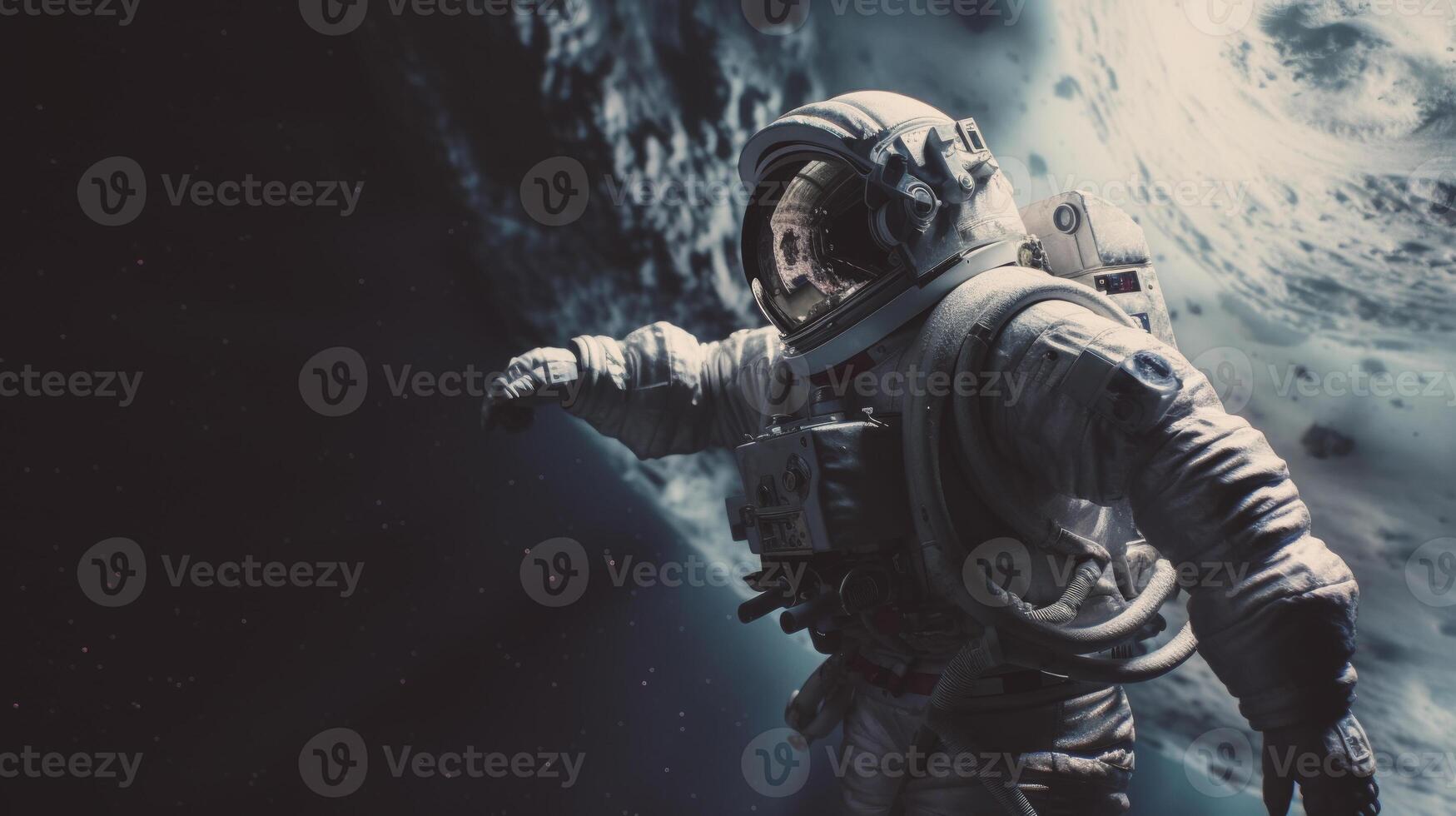 Space suits isolated on space background. . photo