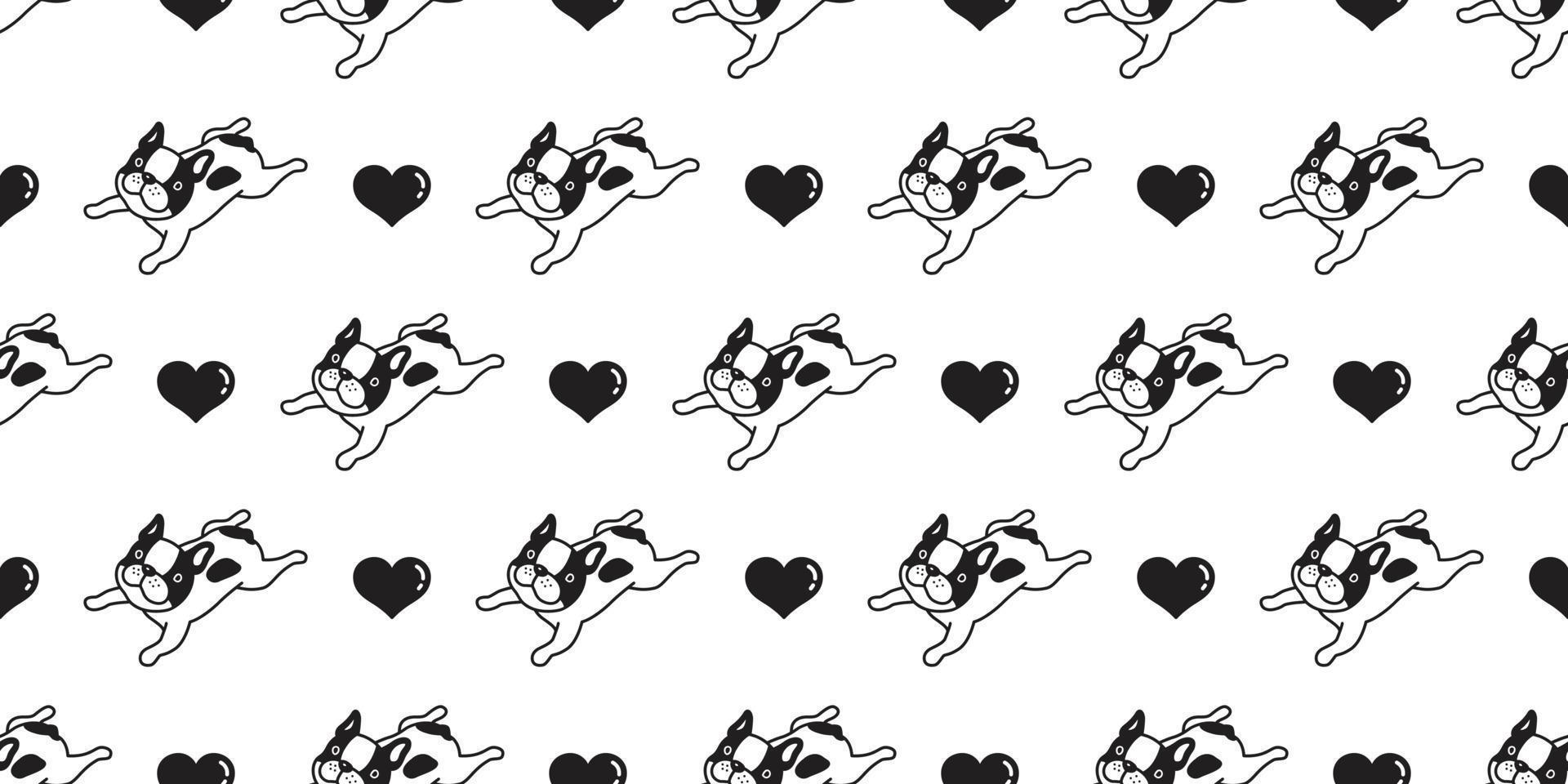 Dog seamless pattern french bulldog vector heart valentine pug puppy background wallpaper