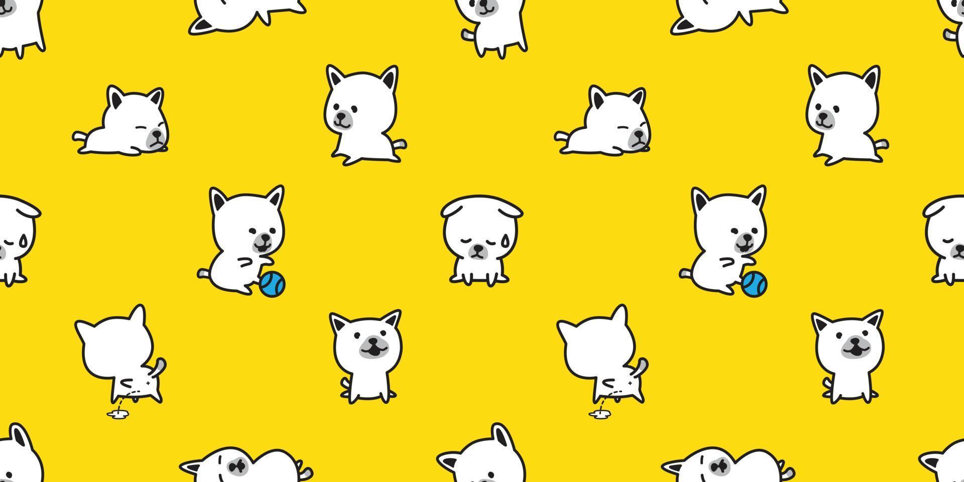 dog seamless pattern french bulldog vector pug dog breed isolated wallpaper background doodle cartoon yellow