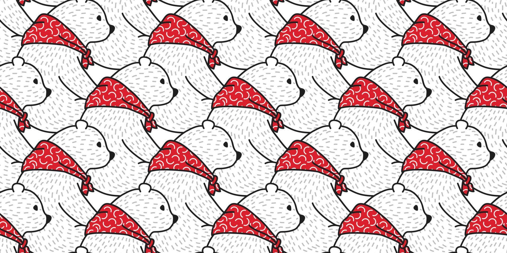 Bear seamless pattern vector polar bear panda red scarf isolated background wallpaper