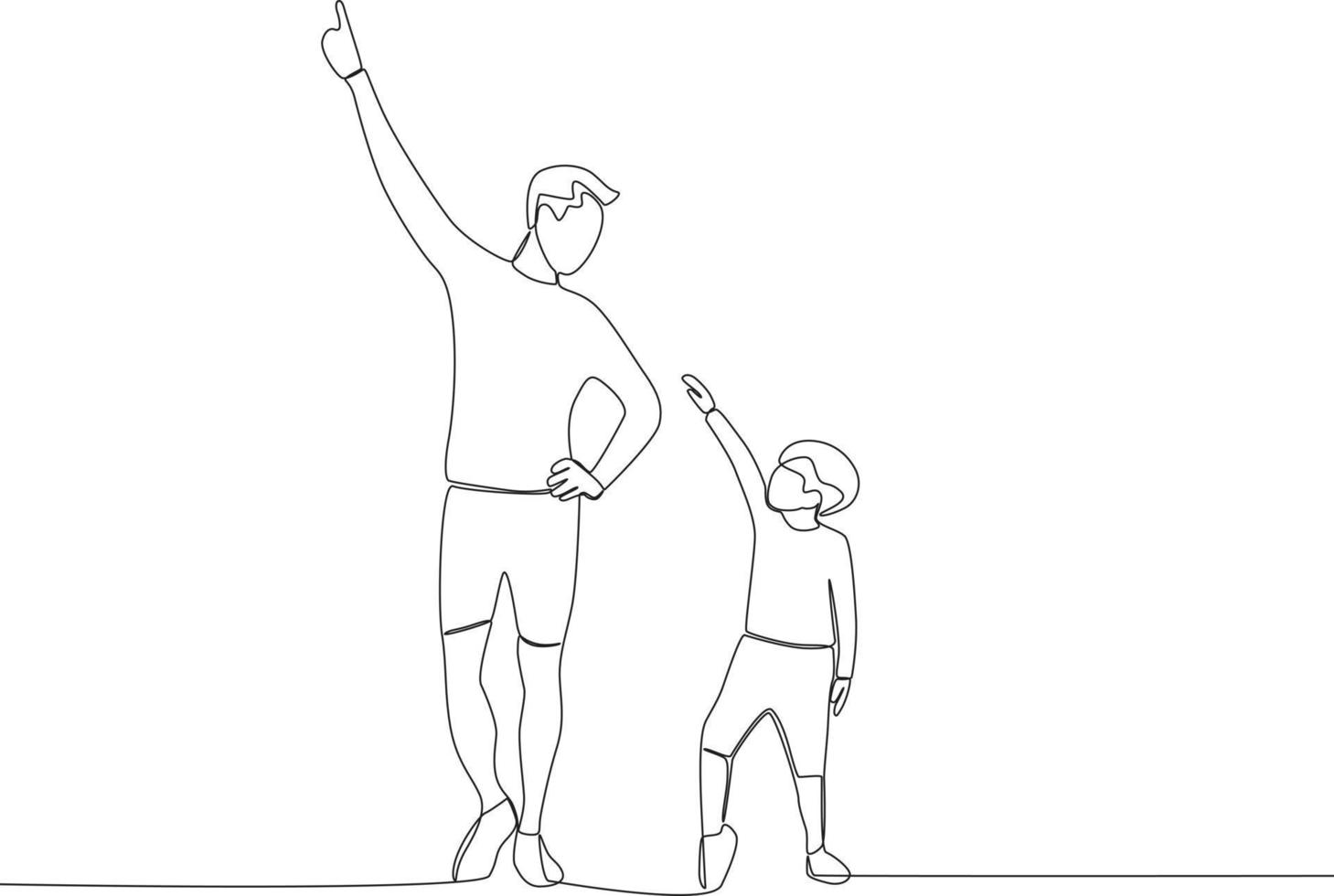 A father and son pointed upwards vector