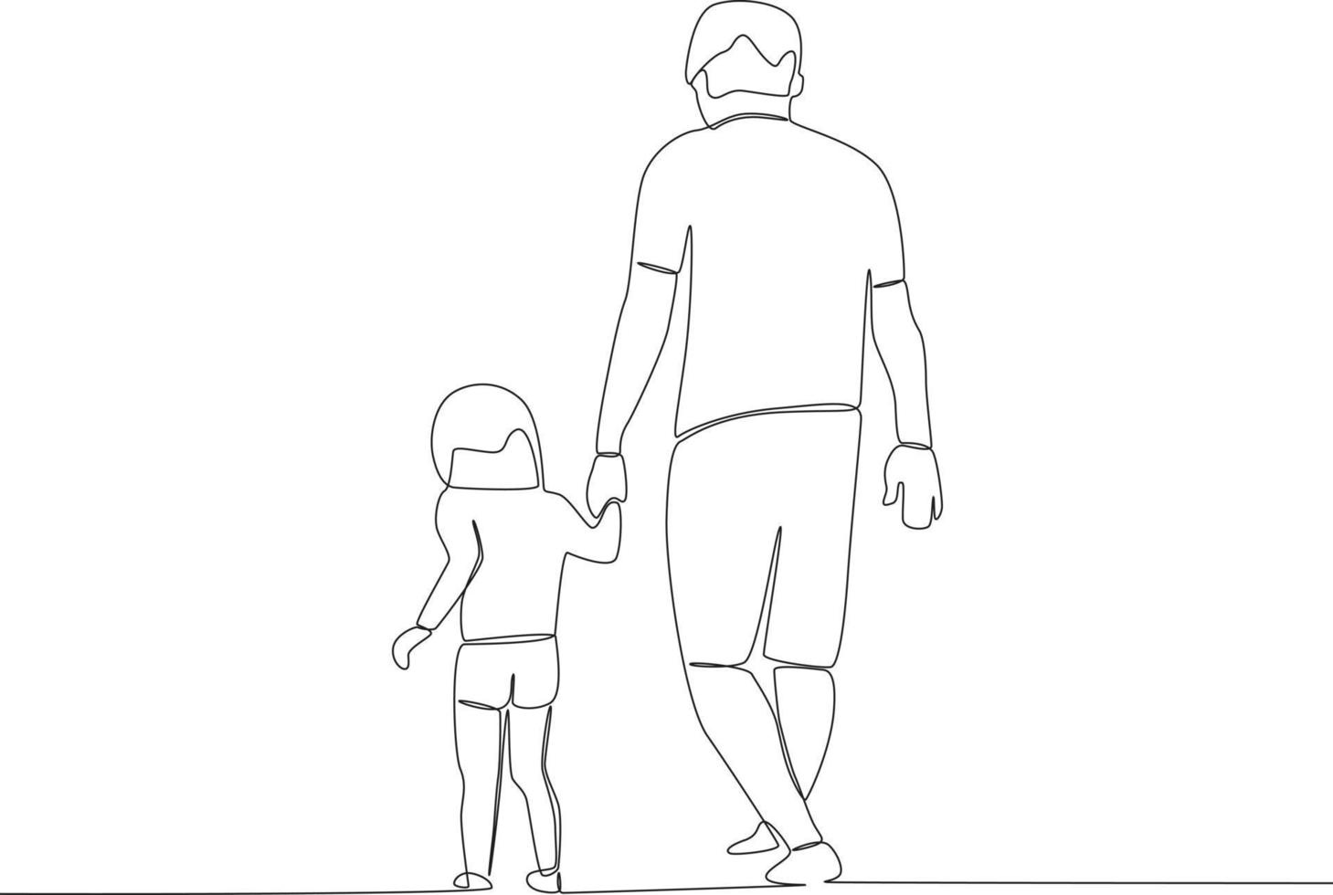 A father walks by holding his son vector