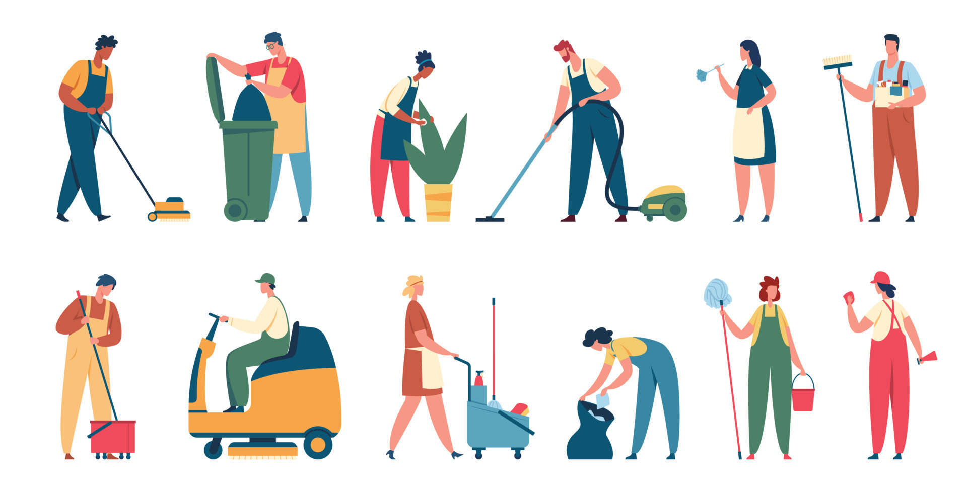 Cleaning service workers. Professional cleaner clean office or house