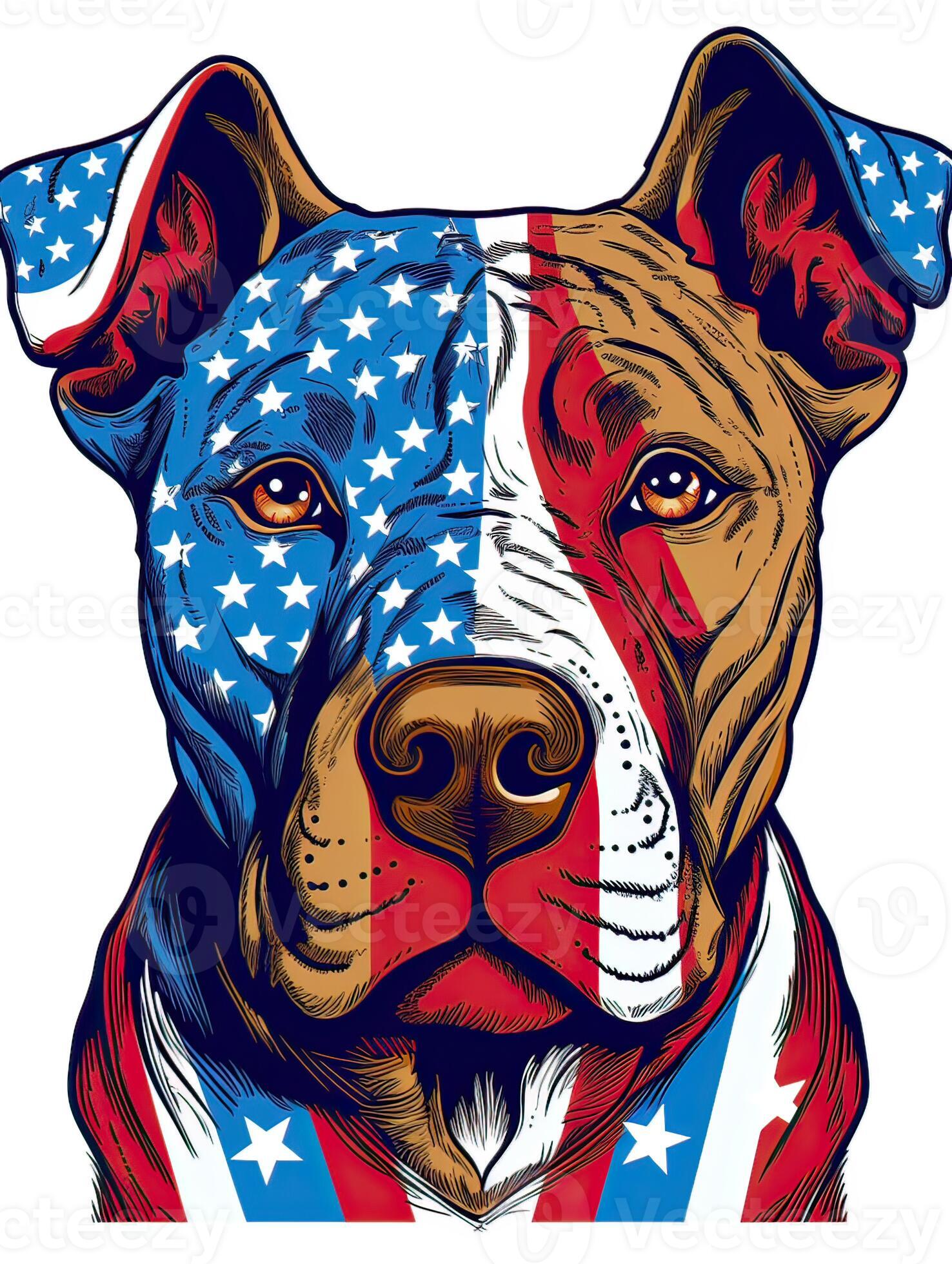 Dog illustration american flag with t-shirt design. Generative Ai