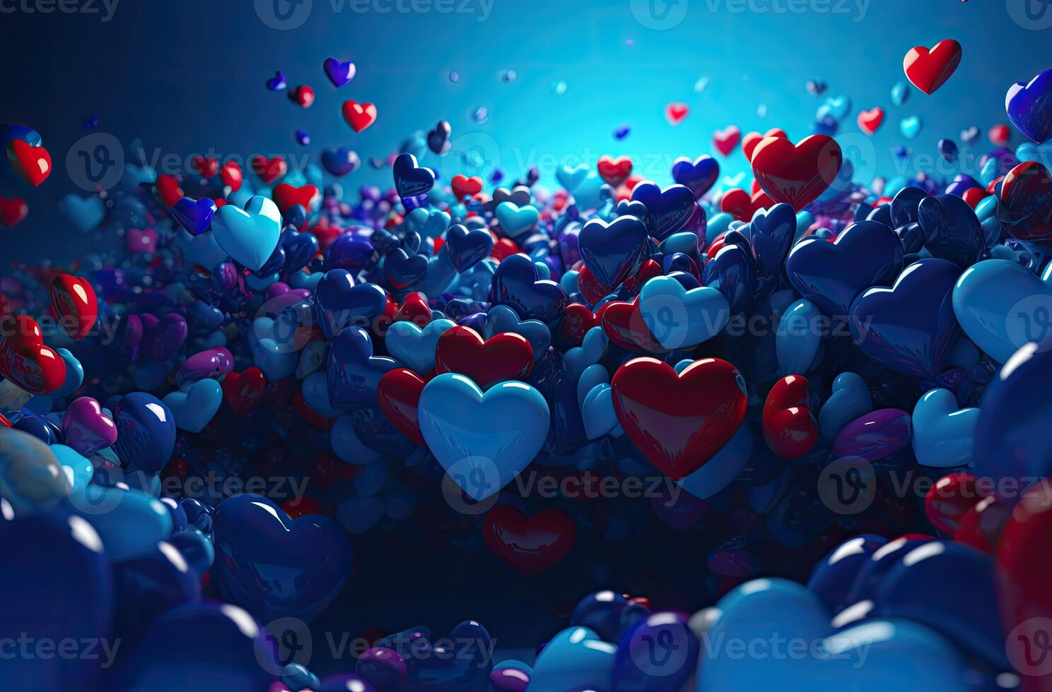Colorful heart shape balloon with blue sky. Valentine's day background with heart shaped balloons. . photo