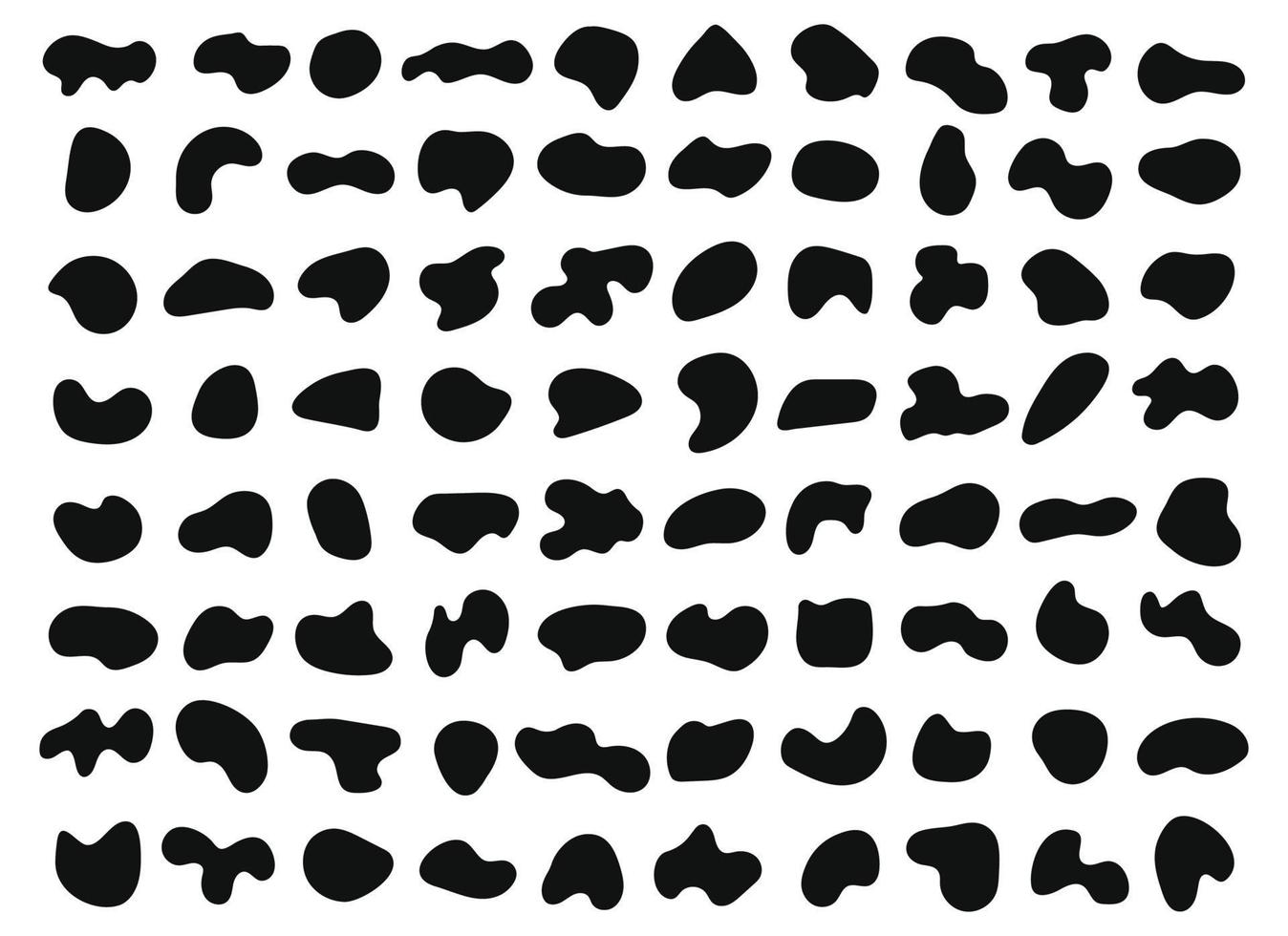 Abstract organic liquid shapes, black random blobs. Irregular bubble shape form, splodge, spot. Fluid geometric element silhouette vector set