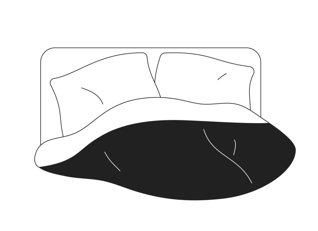 Bed sheets and pillows for good sleep monochrome flat vector object. Bedroom. Editable black and white thin line icon. Simple cartoon clip art spot illustration for web graphic design and animation