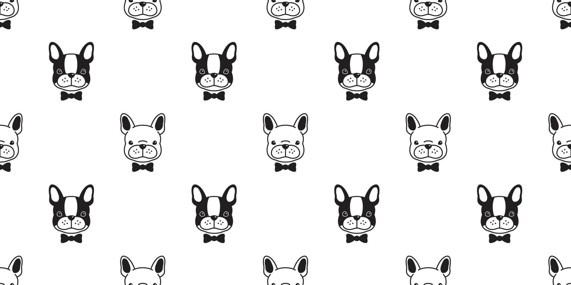 Dog seamless pattern french bulldog pug isolated Bow tie puppy cartoon vector wallpaper