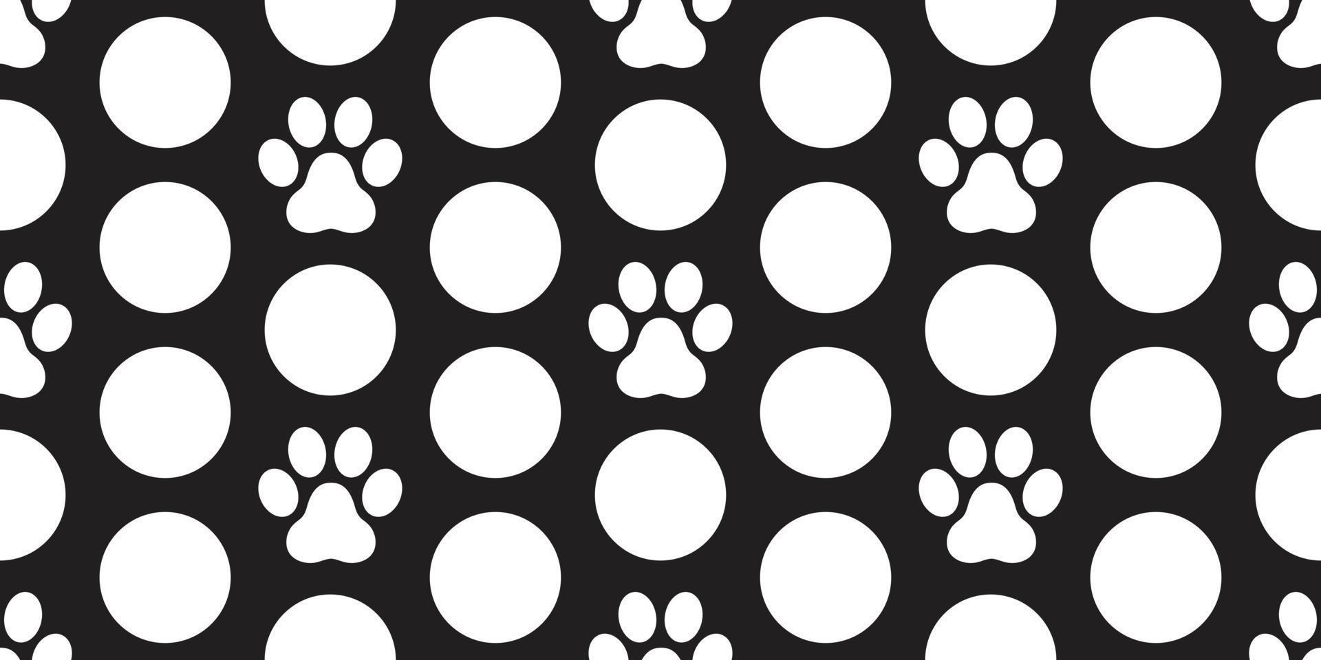 Dog Paw Seamless Pattern Cat paw vector footprint isolated polka dot wallpaper background backdrop black