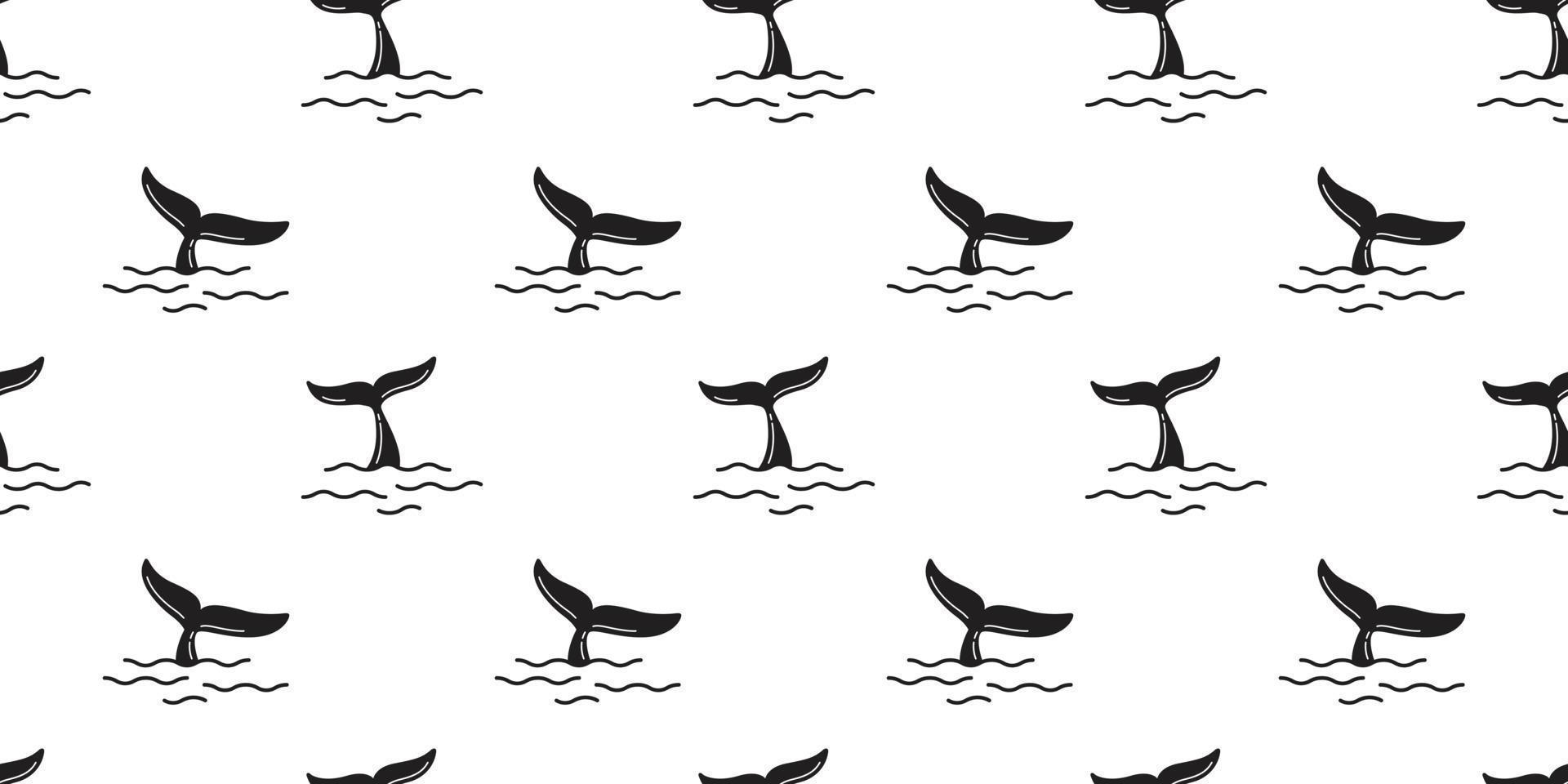 whale seamless pattern shark fin tail dolphin ocean sea isolated tropical summer wallpaper background vector