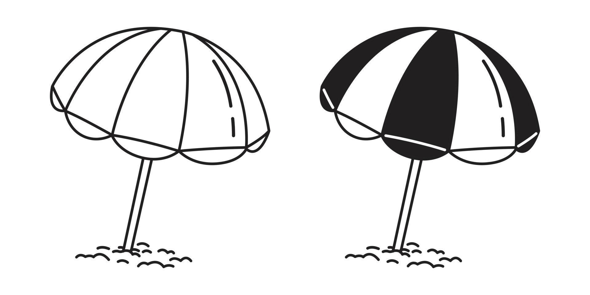 beach umbrella vector logo illustration summer sea ocean doodle cartoon white