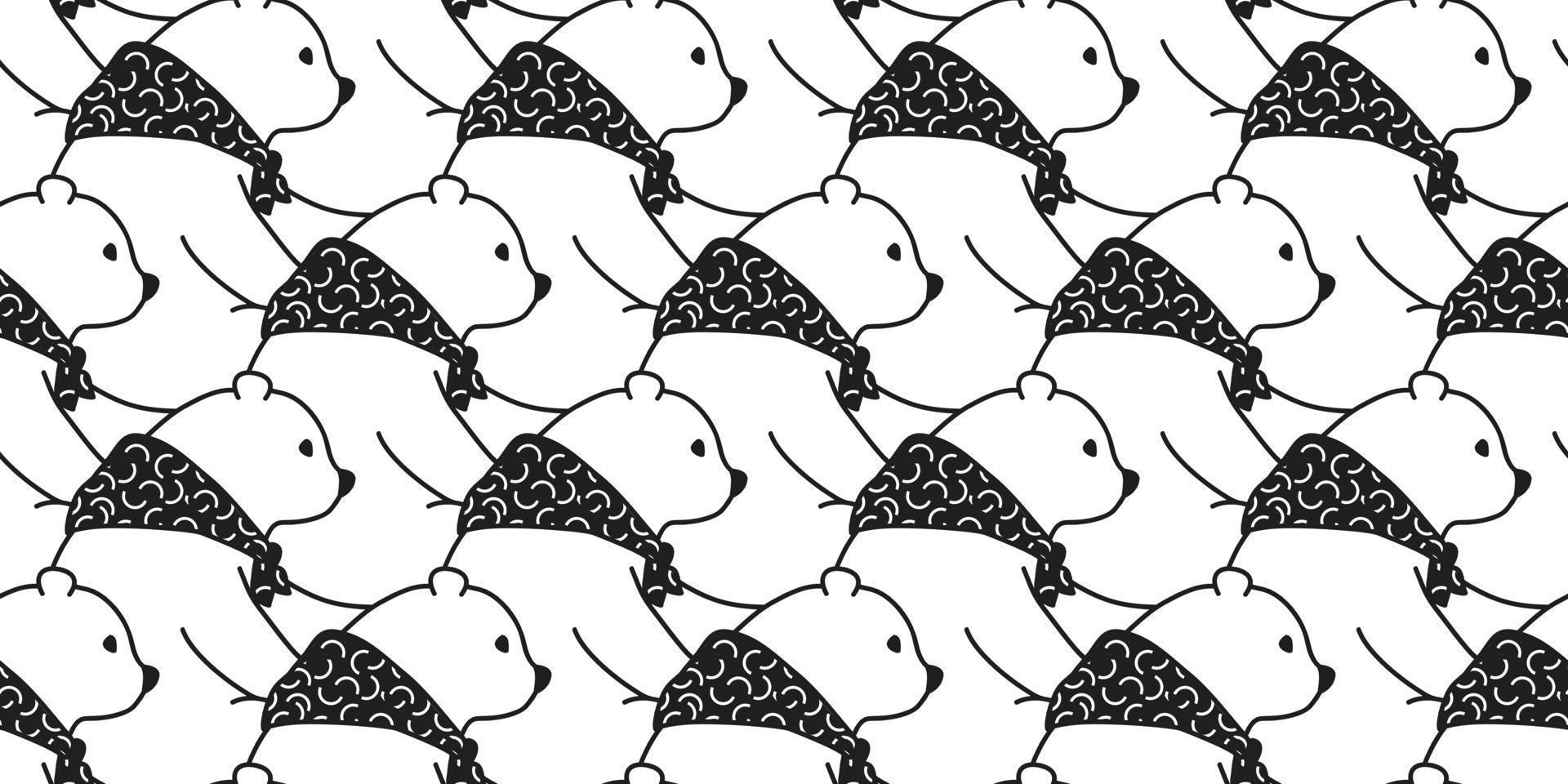 Bear seamless pattern vector polar bear panda isolated scarf wallpaper background cartoon
