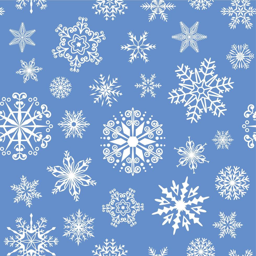Winter snowflake seamless pattern, christmas ice flakes. Xmas gift wrapping paper texture with snow crystals and snowflakes vector background