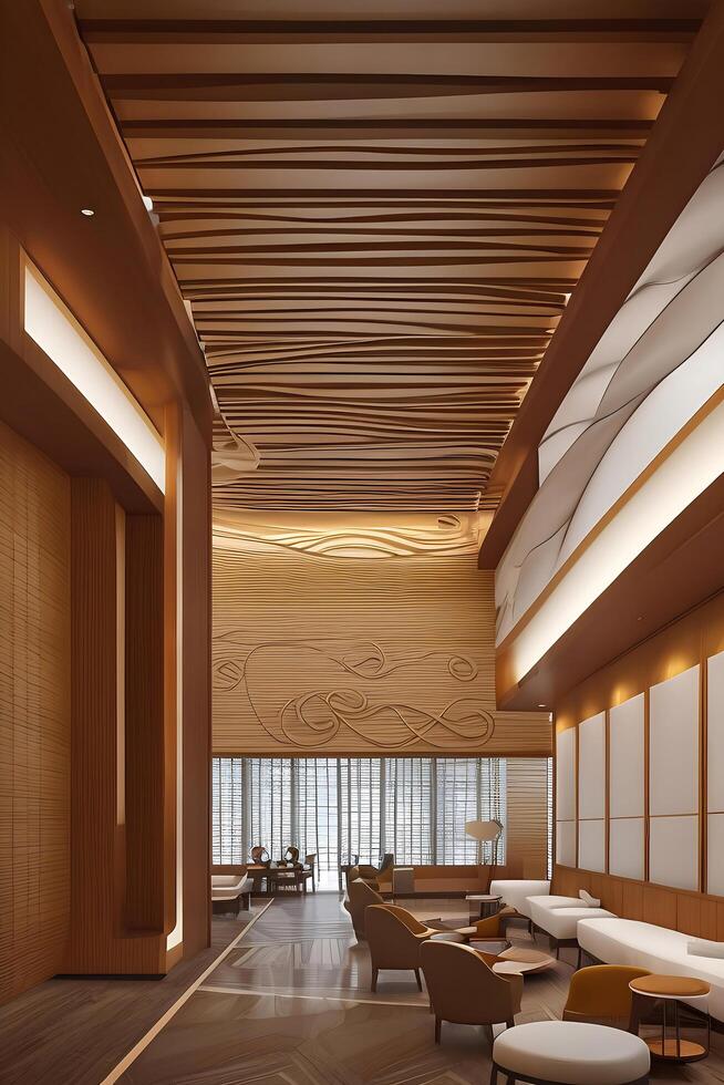 The ceiling of the lobby of the hotel photo
