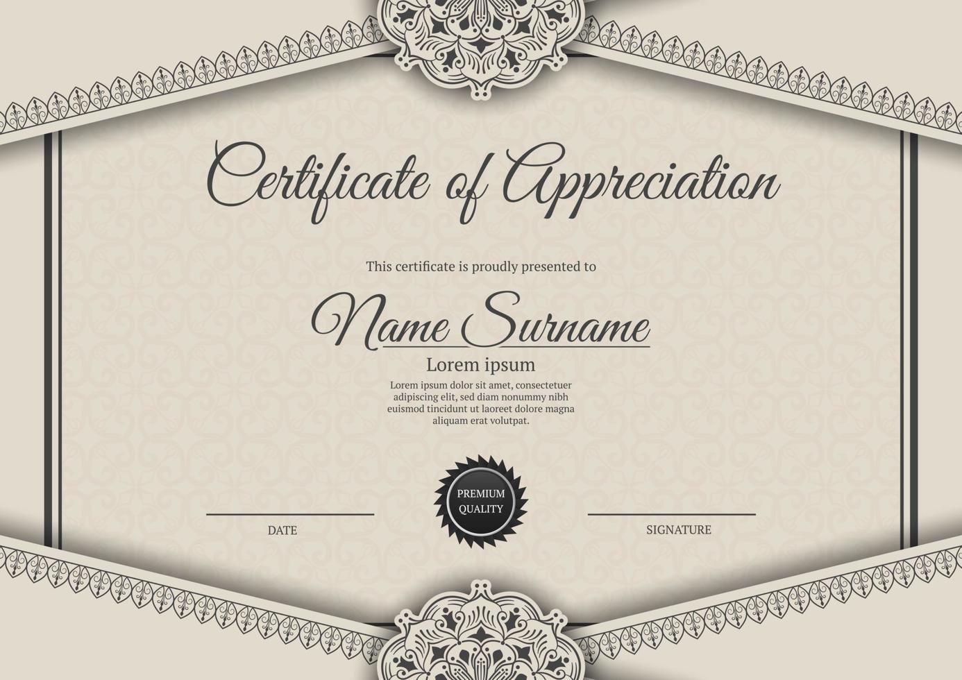 certificate template, with vintage border vector