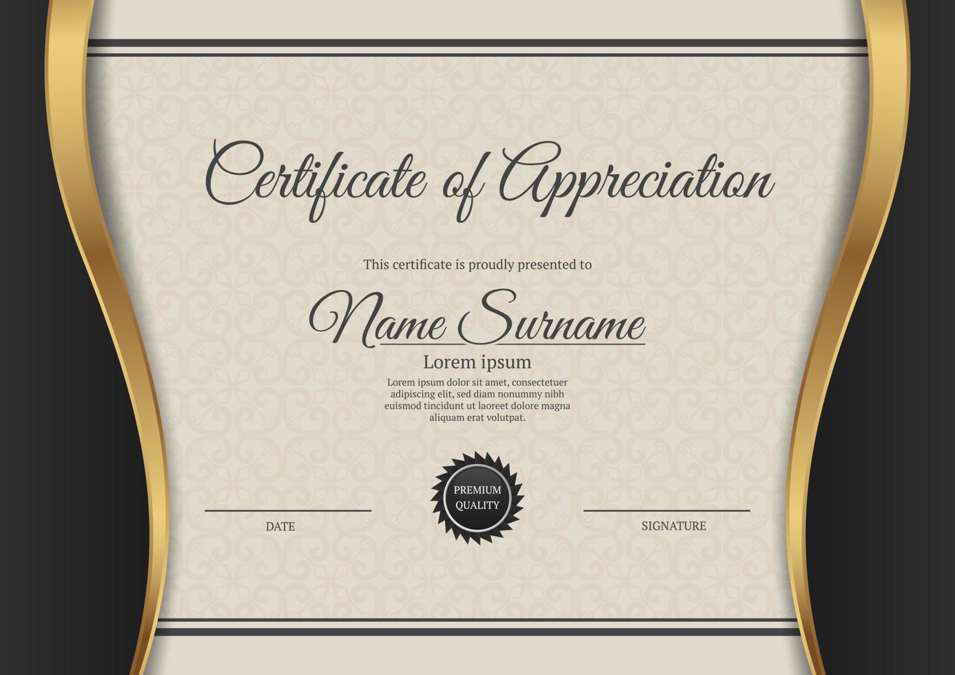 certificate template, with gold border vector