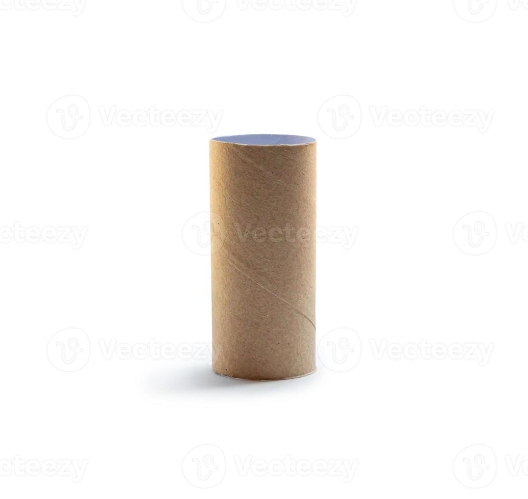 single standing tissue paper roll core isolated on white background with clipping path photo
