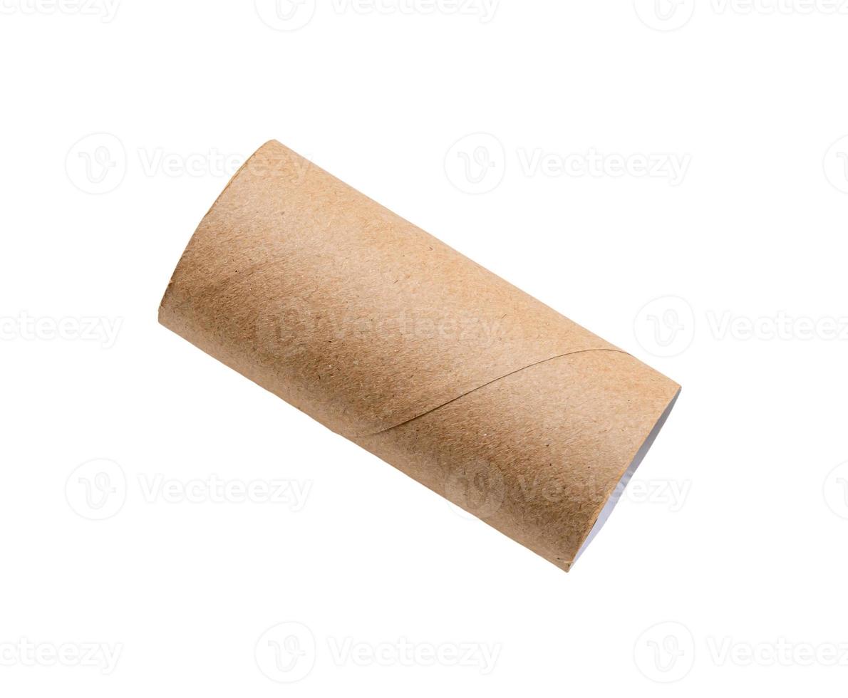 single lying tissue paper roll core isolated on white background with clipping path. photo