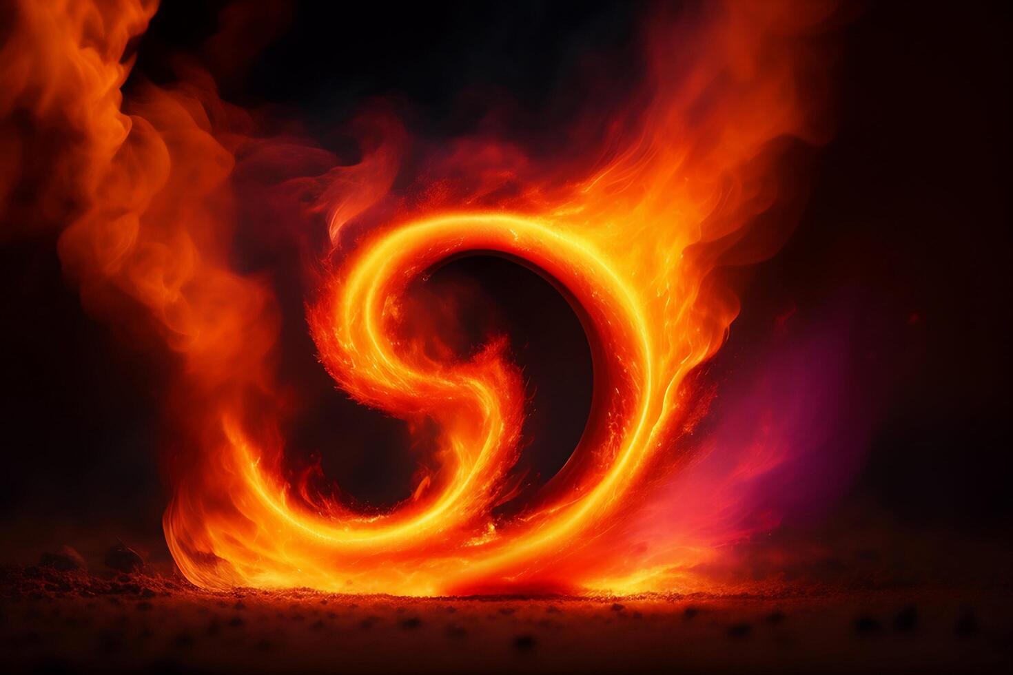 Fiery letter S on a dark background. 3d rendering. photo