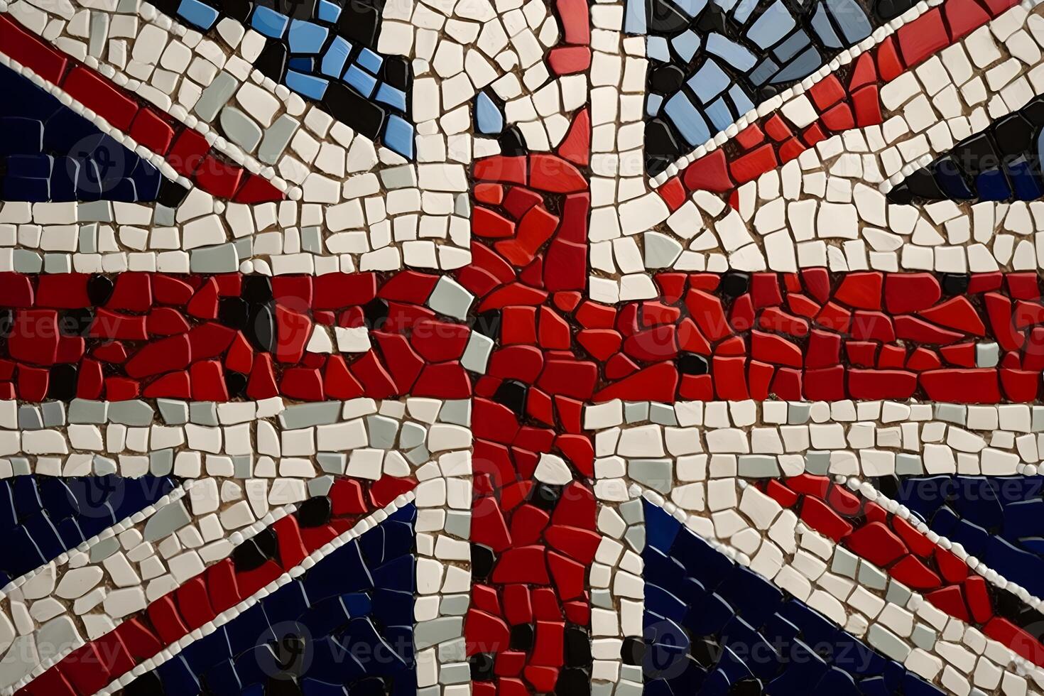 British flag in different designs, retro, futuristic, mosaic, abstract, cosmic, paper cut, Acrylic Pouring Swipe. Flag on farce and space cosmos photo