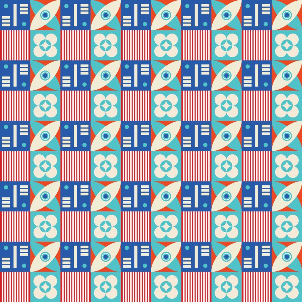 Colorful neo geometric pattern. Neo Geometric Seamless Period. Grid with color geometrical shapes. Modern abstract background vector