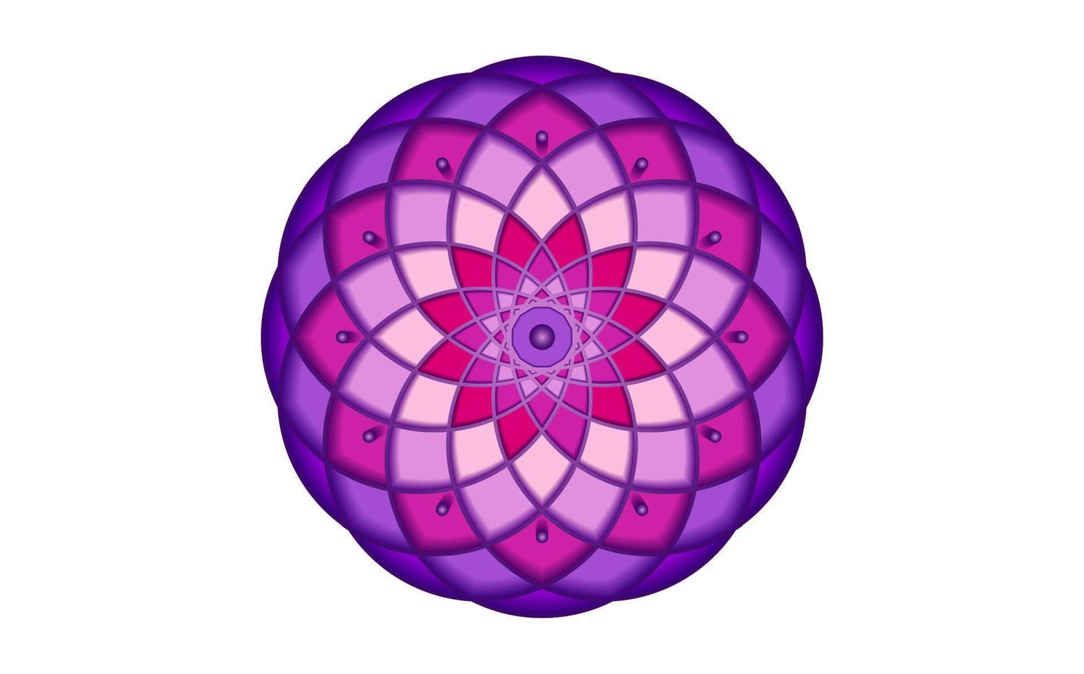 Purple Seed of life symbol Sacred Geometry. Logo icon  Geometric mystic mandala of alchemy esoteric Flower of Life. Vector divine lotus meditative amulet isolated on white background