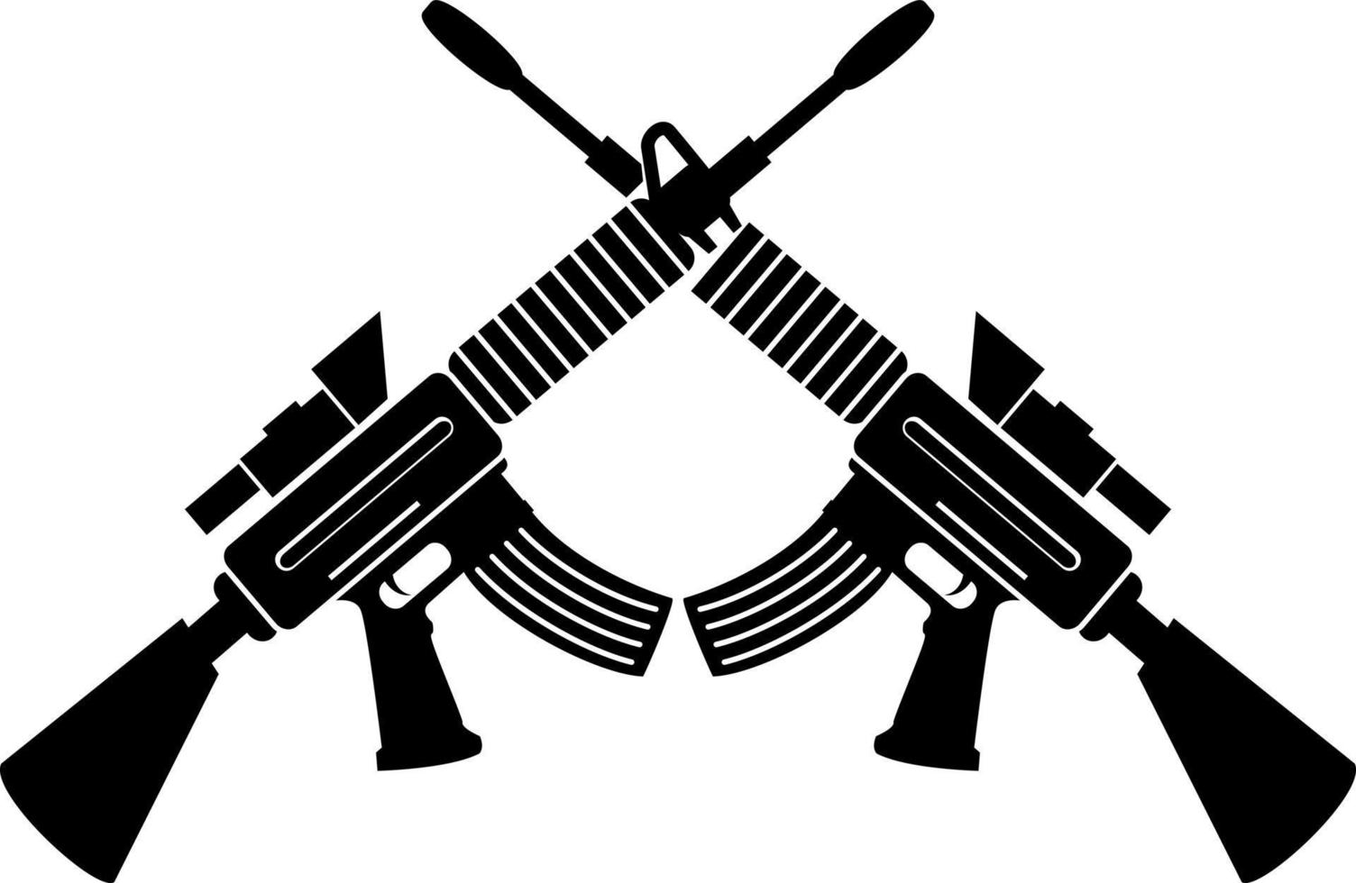 Silhouette Of Two Machine Guns vector