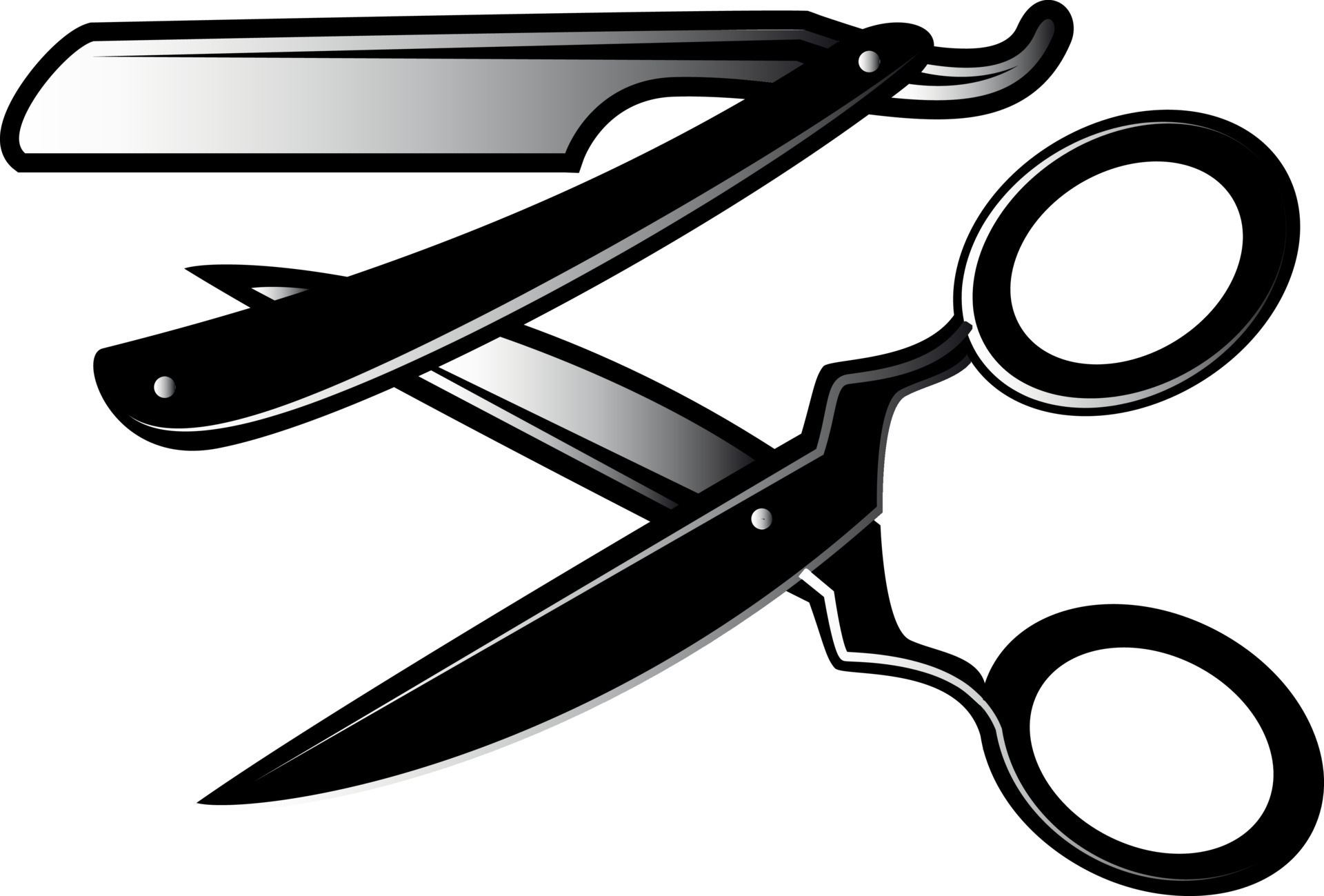 Monochrome Vector Image Of Scissors And A Razor 22967920 Vector Art at
