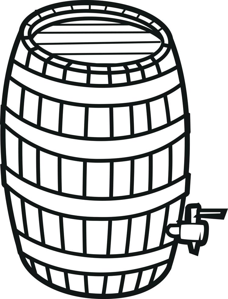 Black And White Illustration Of Cylindrical Container Made Of Wooden Staves vector
