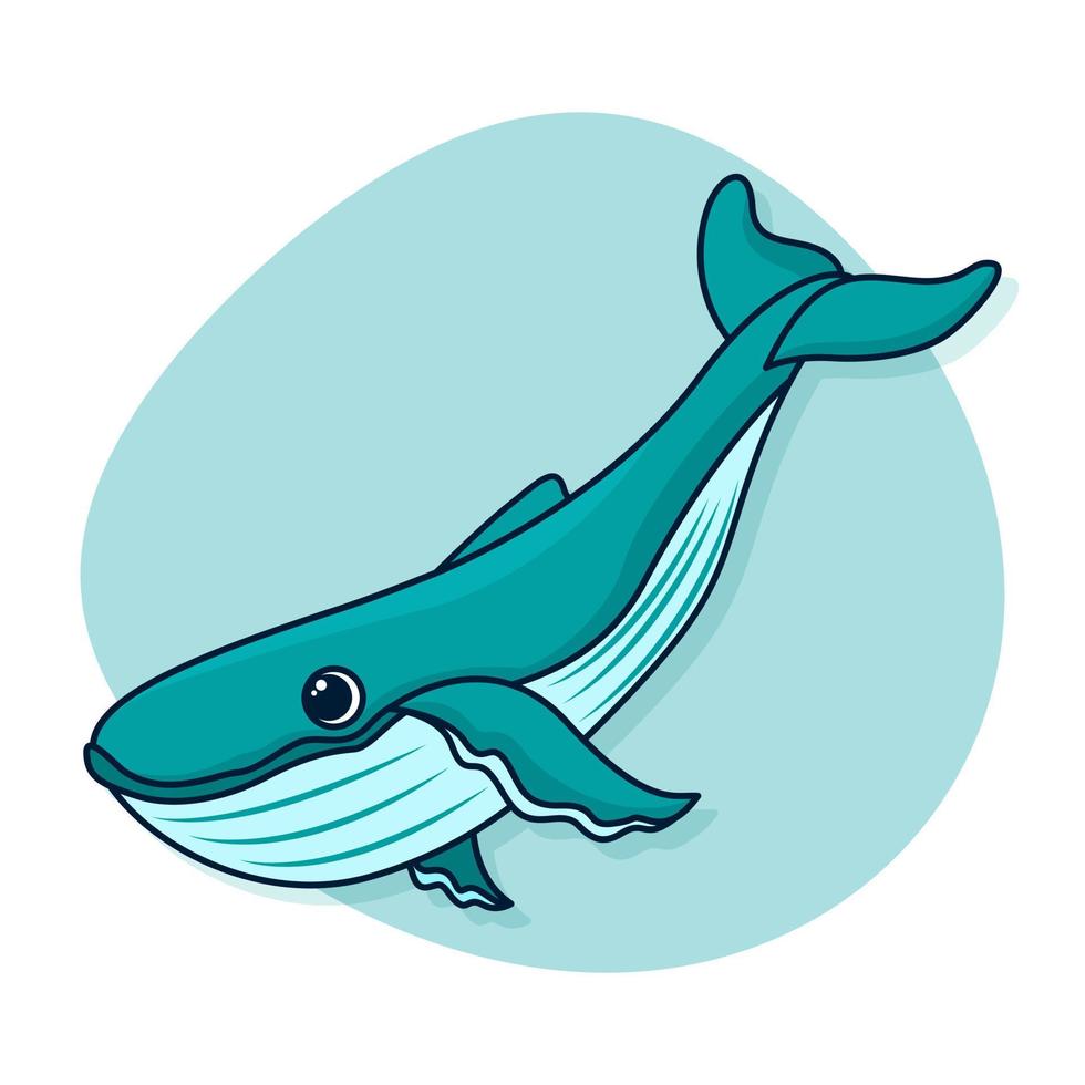 Cartoon colorful vector illustration with cute whale. Vector illustration for cover, print, card, brochure, notebook, etc.