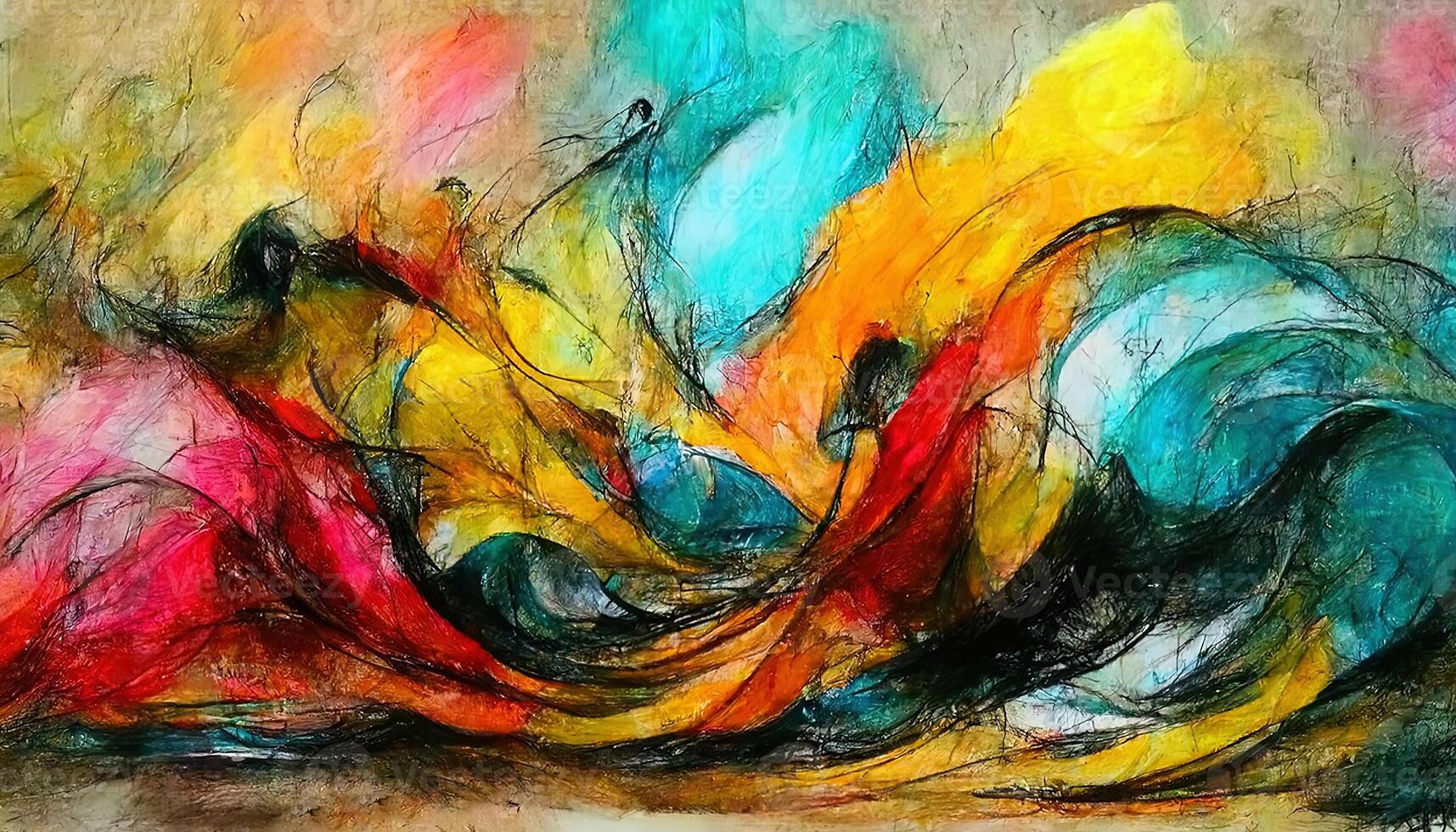 Wonderful Oil pastel drawing. Abstract color background, Fine art print, Impressionism style abstraction. photo