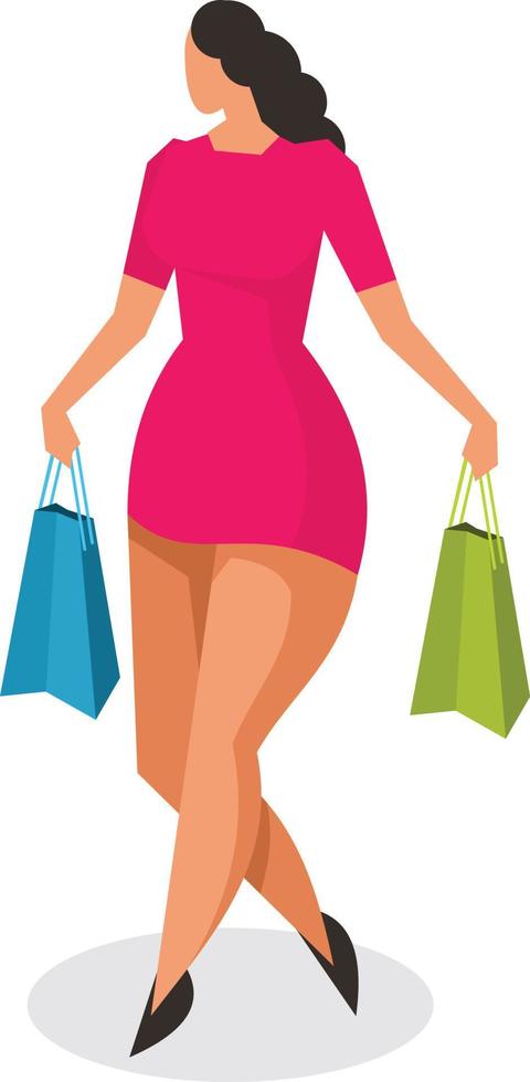 Image Of A Woman Carrying Shopping Bags vector