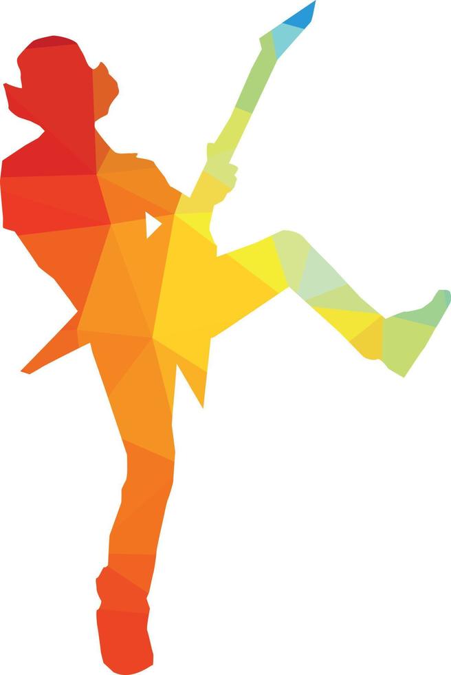 Colored Silhouette Of A Musician Playing A Guitar vector