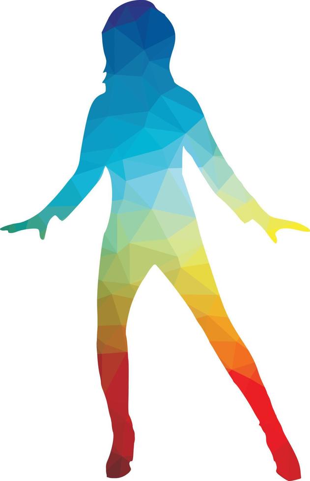 Colored Silhouette Of Woman Making Dance Moves vector
