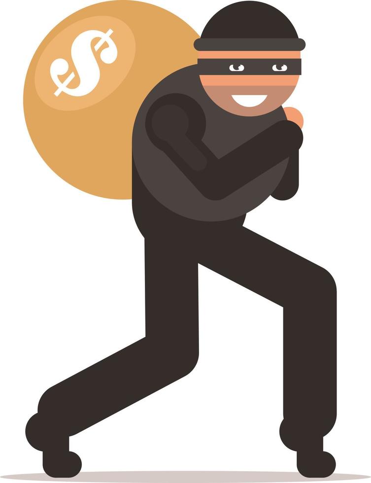 Image Of A Thief Running Away With A Bag Full Of Money vector