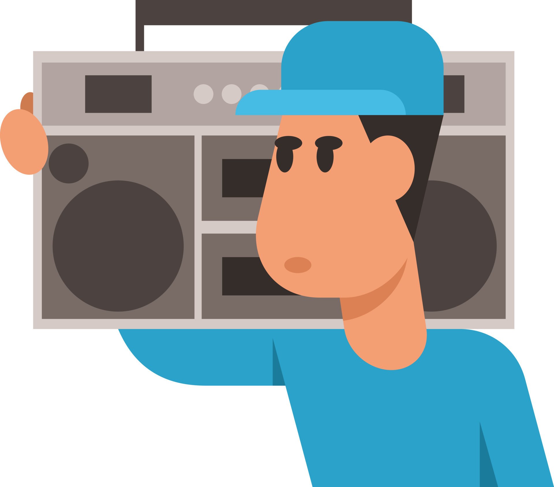 man holding boombox