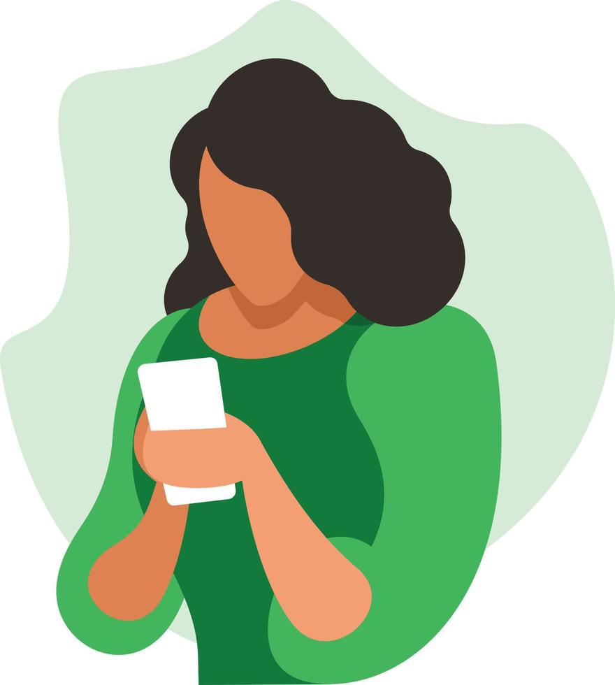 Image Of A Girl Using Her Smartphone vector