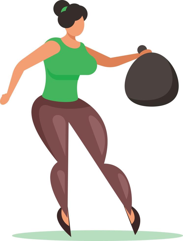 Image Of A Woman Throwing A Bin Bag vector