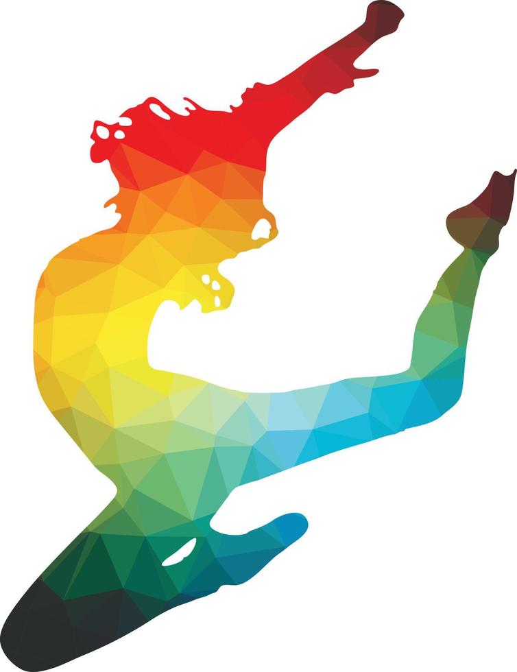 Silhouette Of A Woman Dancing And Jumping vector