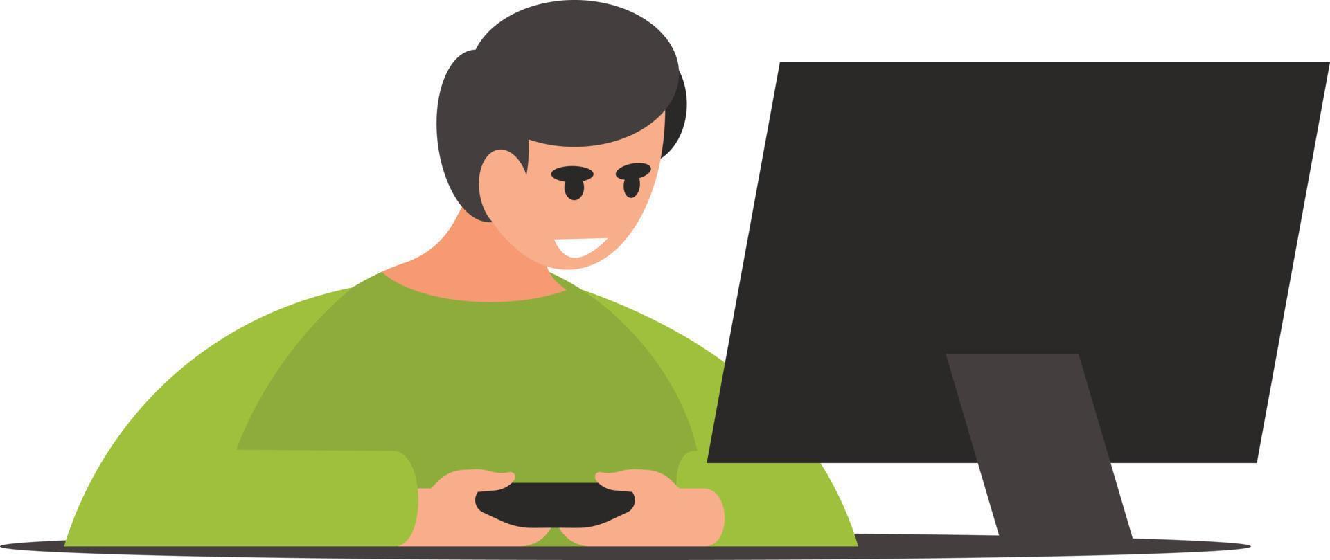 Image Of A Kid Playing Video Games vector
